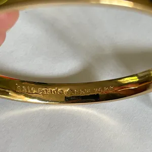 Kate Spade Bangle Bracelet Womens OS Gold Black Polka Dot Crystal‎ Enamel Spade thumbnail 3