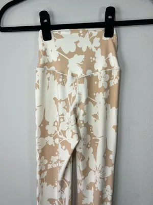 Offline By Aerie Real Me Super Flare Crossover HiRise Leggings Tan Floral Y2K XS thumbnail 9