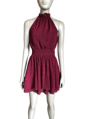 Lucy in the Sky Dark Red Halter Neck Dress thumbnail 2