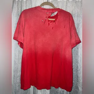 Free People WE THE FREE distressed oversized rubi cosmic red tee in S thumbnail 5