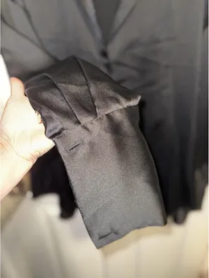Zara Black Satin Button Up Blouse Size XL thumbnail 3
