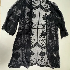 Primark Black Lace Embroidered Floral Cover-Up - Size‎ L. thumbnail 7