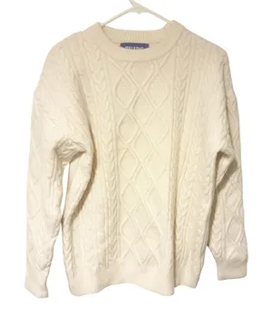 Aelfric‎ Eden Size XS Cream Crewneck Cable Knit Sweater thumbnail 1