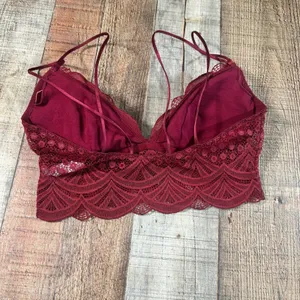 Auden Burgundy Red Floral Lace Lightly Lined Bralette Small Feminine thumbnail 4
