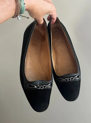 Black Suede Leather Loafers size 10 Parker Flats Office Chic Minimalist Preppy thumbnail 1