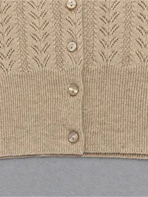 Alex Marie 100% Cashmere Pointelle Button Cardigan Cottagecore Beige M Soft Girl thumbnail 5