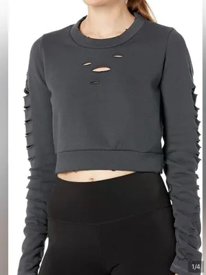 Alo Yoga Warrior ribbed long sleeve sweatshirt size XS/S thumbnail 1