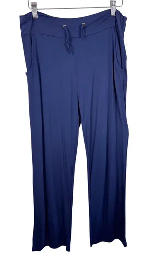 Adaniki Women Navy‎ Blue 100% Modal Wide Leg Lounge Pants Drawstring Size L NWT thumbnail 1