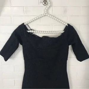 NWT Nicole Miller Collection Off The Shoulder Black Shimmer Dress SAMPLE thumbnail 4