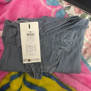 ASOS NWT Only frill detail denim playsuit in mid blue. Size large. thumbnail 5