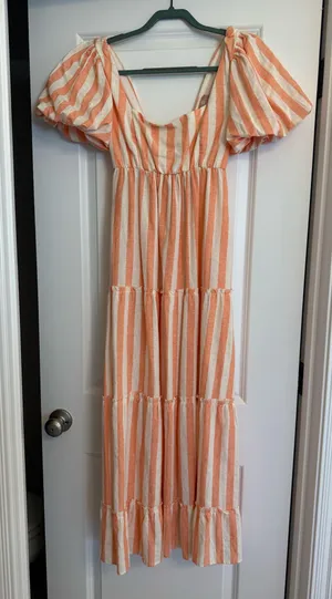 Show Me Your Mumu Linds Midi Dress ~ Dreamsicle Stripe Linen thumbnail 3