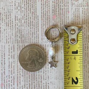Handmade grunge fairy whimsical y2k style quality pearl star hoop earrings⭐️ thumbnail 8