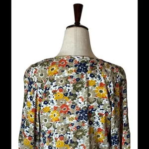 QMack Yellow Floral Print‎ V Neck Elastic Waist Blouson Mini Dress Size XS thumbnail 5
