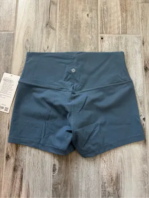 Lululemon Align Ribbed High Rise 4 inch Shorts in Steal Blue New With Tags thumbnail 2