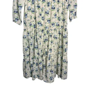 Sweet Baby Jamie Ivory Floral Print Tiered 3/4 Sleeve Midi Dress Size XL thumbnail 6