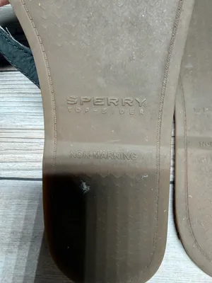 Sperry Top-Sider W's Sz 7 Thong Flip Flop Leather Strap Black & Brown Sandals thumbnail 4