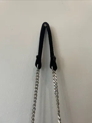 Black Velvet Drawstring Bucket Bag with Silver Chain Tassels thumbnail 3