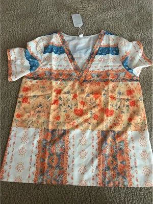 cd13Woman top shirt size medium new unused floral orange thumbnail 2
