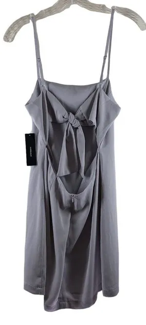 NWT Lulus TOAST TO LIFE Pearl Gray Crepe Back Tie Mini Dress Size Medium thumbnail 1