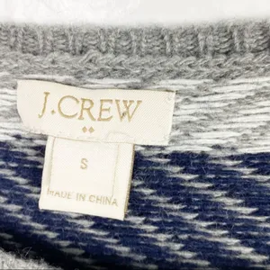 J. CREW FACTORY Gray Striped Merino Wool Blend Long Sleeves Sweater Small Preppy thumbnail 3