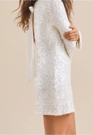 Altar'd State Delaney Sequin Mini Dress XS Ivory thumbnail 1