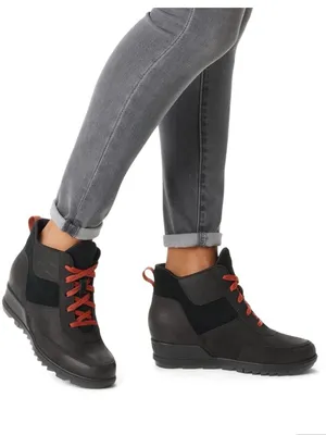 NWT Sorel Women's Evie Sport Lace Wedge Boot Waterproof Leather Black Size 9 thumbnail 1