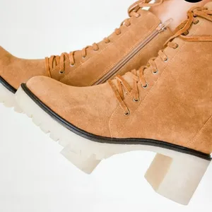 Source Unknown Tan Suede Lace-Up Ankle Boots thumbnail 3