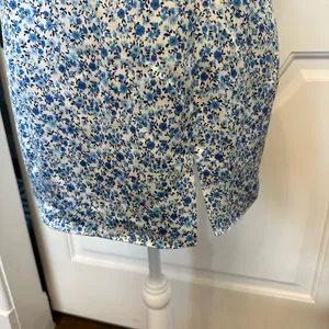 Altar’d State Floral Blue Strapless Dress Notch Slit Mini NWOT thumbnail 4