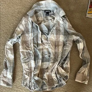 Lands' End Plaid Long Sleeve Tee - Gray and Tan thumbnail 1
