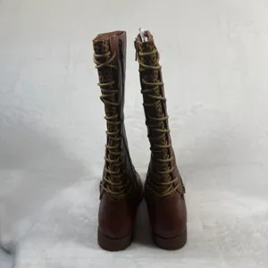 Sugar Brown Faux Leather Lace Up Back Leopard Print Knee High Boots Size 5‎ thumbnail 3