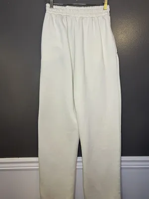 PrettyLittleThing Pants Womens Medium White Fleece Straight Leg Lounge Pockets thumbnail 5