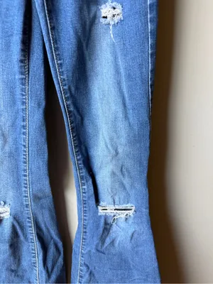 High Rise Button Fly Flare Jeans Distressed Bell Bottom Y2K thumbnail 3