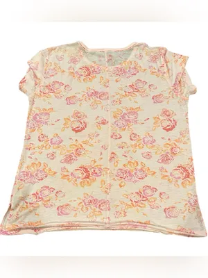 Free People Tourist Tee Floral Pink blush combo fairycore L short sleeves thumbnail 5