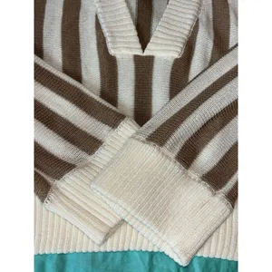 Honey Belle Sweater Womens Med Crop Top Tight Knit Brown & Ivory thumbnail 11