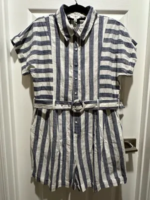Umgee Striped Romper- Large thumbnail 1