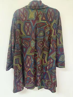 Parsley & Sage Multicolor Patterned Jacket with Red Accents women size XLarge thumbnail 2