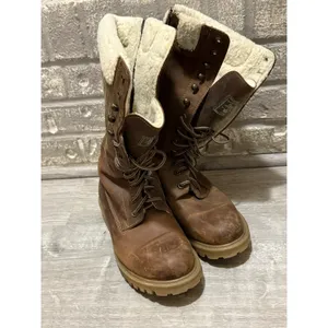 Bass Tan Leather High Workbook Faux Sherpa Lined Size 7 thumbnail 6