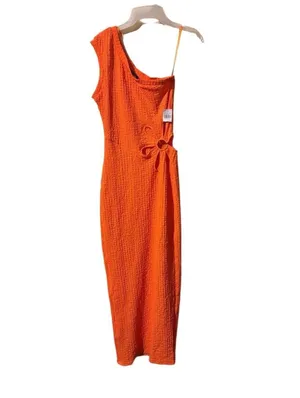 NWT Julia by Love J Womens Textured Knit Flower Cutout One Shoulder Dress Small thumbnail 5