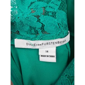 Diane von Furstenberg Fifi Dress‎ Womens Size 14 Green Lace V-Back Mini Cocktail thumbnail 7