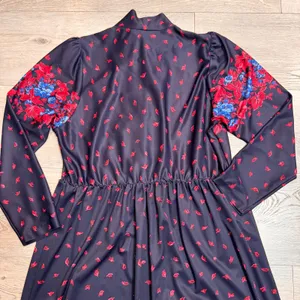 Vintage 70s Lucky Winner‎ Floral Print Long Sleeve Midi Dress Retro Medium M thumbnail 3