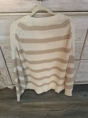 American Eagle Sweater Striped White and Cream thumbnail 2