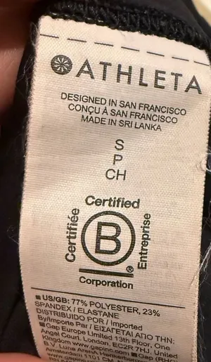 Athleta leggings, size S, black, with pocket and logo detail thumbnail 3