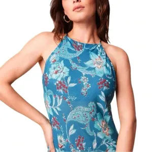 New B.O.G. COLLECTIVE BAND OF THE FREE Teal Floral Sleeveless Midi Dress XS thumbnail 6