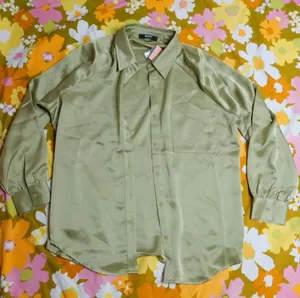 Miss Lola Satin Button Down Long Sleeve Blouse thumbnail 3