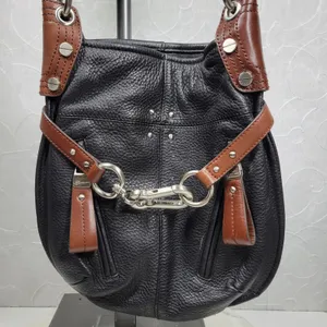 Vintage B Makowsky Pebbled Leather Crossbody Womens Black Bridle Buckle Logo thumbnail 7
