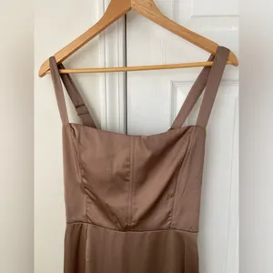 Show Me Your MuMu Taupe Satin Maxi Dress with Ruffle Hem thumbnail 6