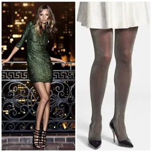 ✨HP✨Full Length Gold Embellished Black Tights✨ thumbnail 4