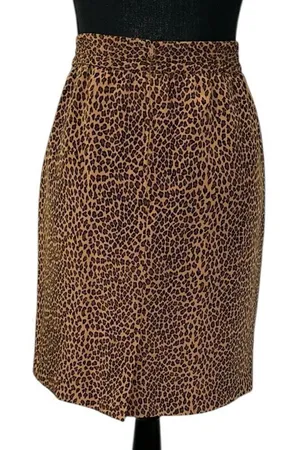 Allison Taylor Print Mini Leopard Print Silk Skirt(Size Large) thumbnail 1
