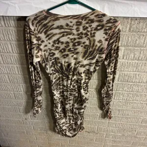 Rebecca Taylor Leopard Zebra Print Ruched Long Sleeve Swim Cover Up Size‎ S thumbnail 3