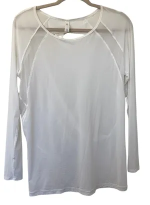 lululemon If You're Lucky Long Sleeve Sheer Mesh Open Back Wrap Top White Size 6 thumbnail 1